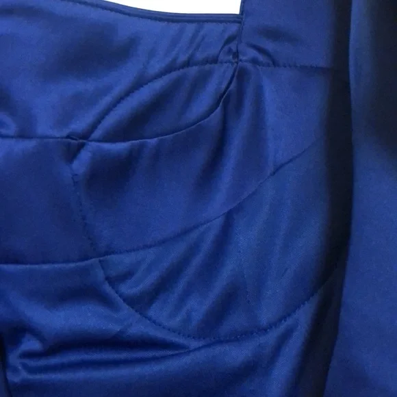 SANGRIA Royal Cobalt Blue Satin Dress Party Cocktail Prom Homecoming Sexy Sz 14 - Picture 9 of 12